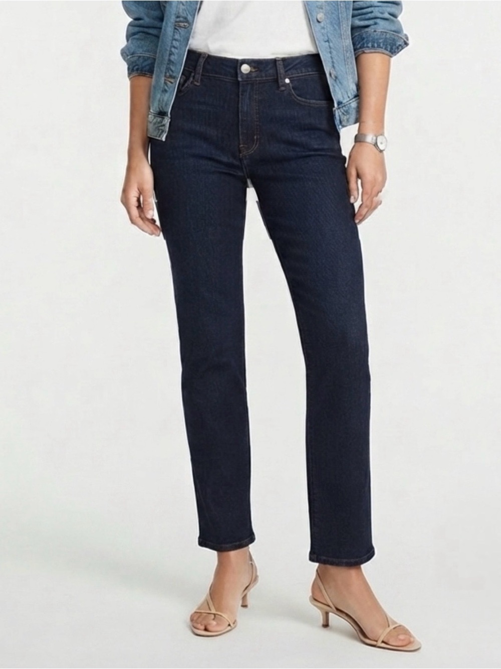 Loft Dark Wash Modern Straight Cotton Stretch Denim Jeans